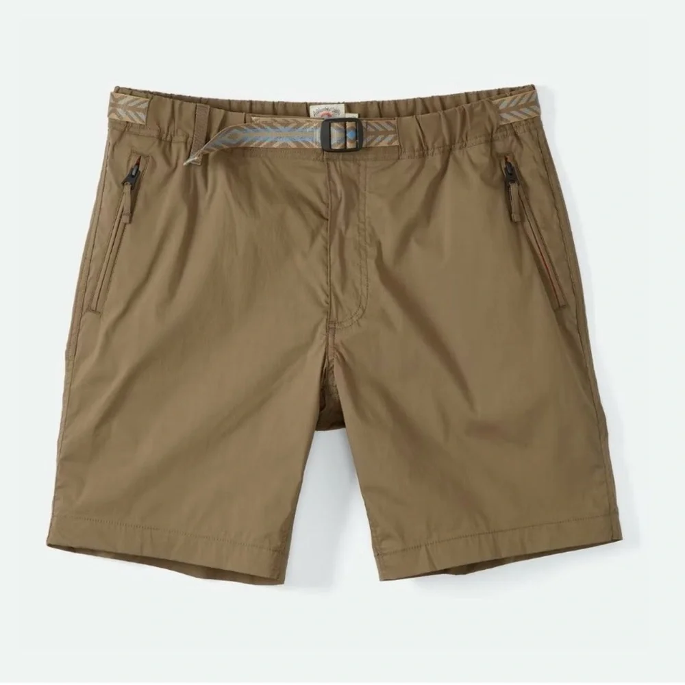Faherty Rockpoint Belted Cotton-Blend Shell Hybrid Shorts Tan Brown XL